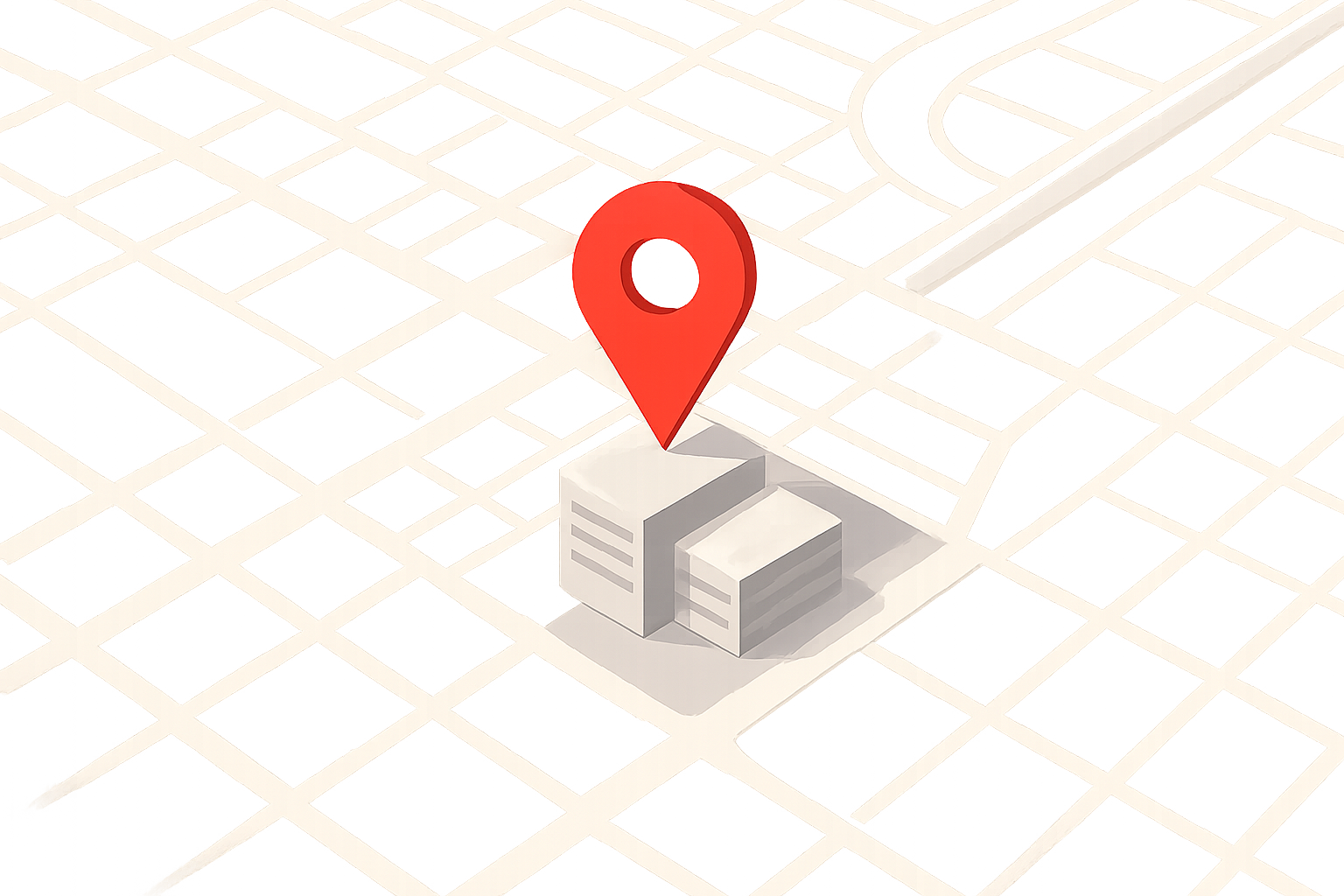 Mapa estilizado de referencia de ubicación en Barinas, Venezuela, con punto marcado de oficina en zona comercial