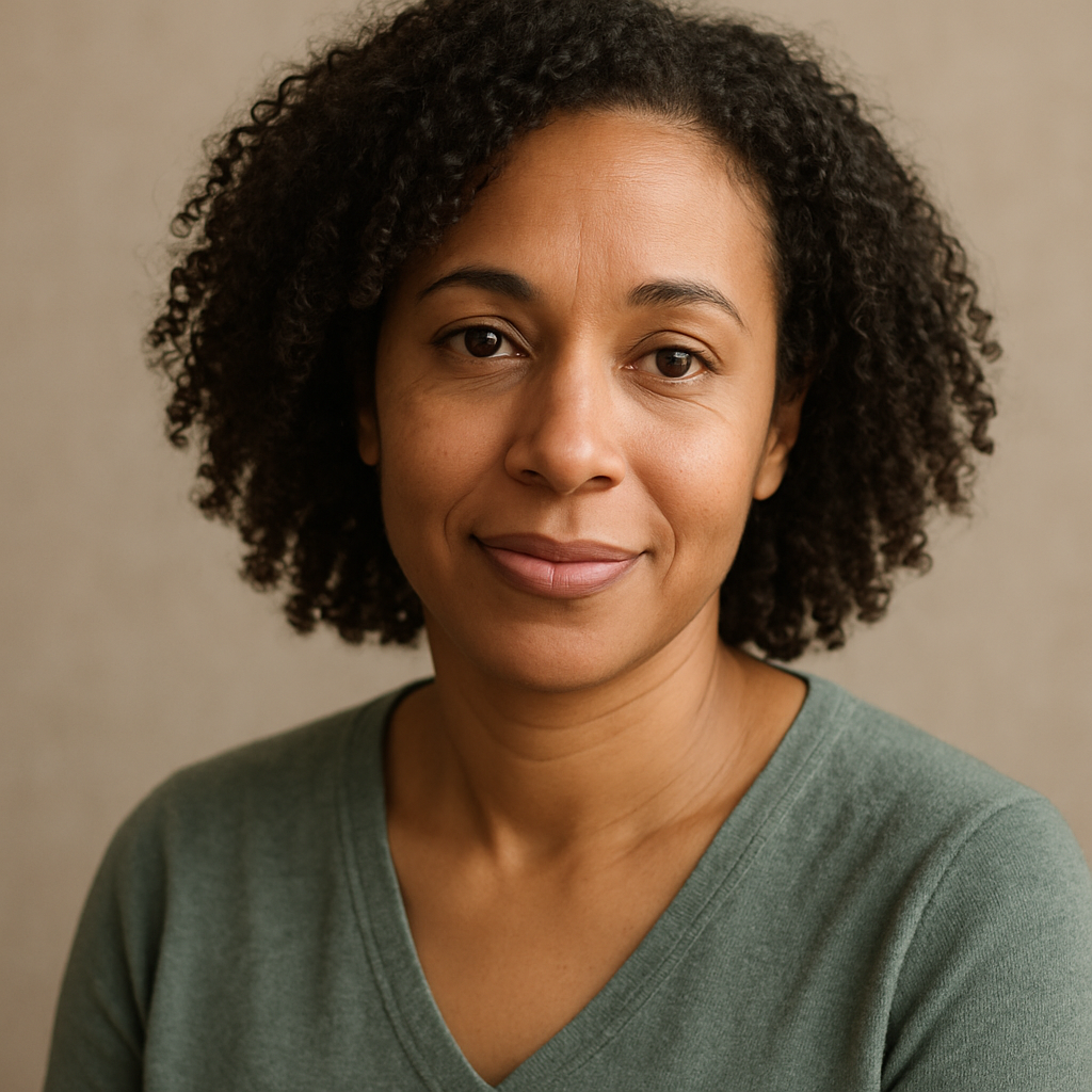 Portrait of Maya Carter, trauma recovery counselor