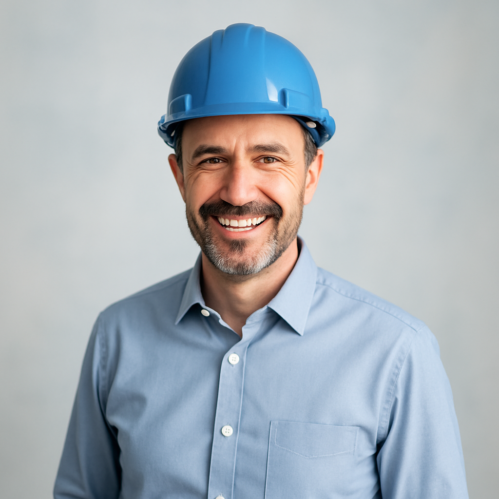 Engenheiro sorridente, cliente Novo Millenium