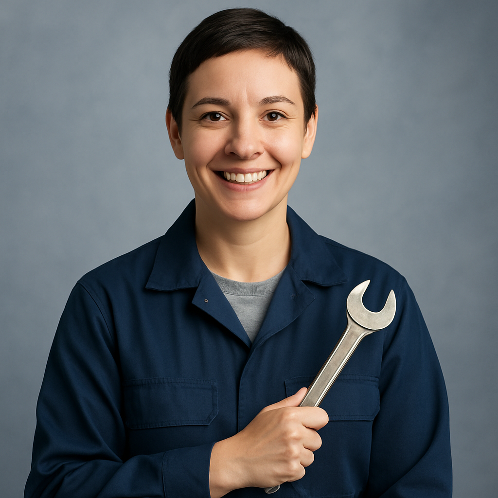 Técnico de manutenção, cliente satisfeito