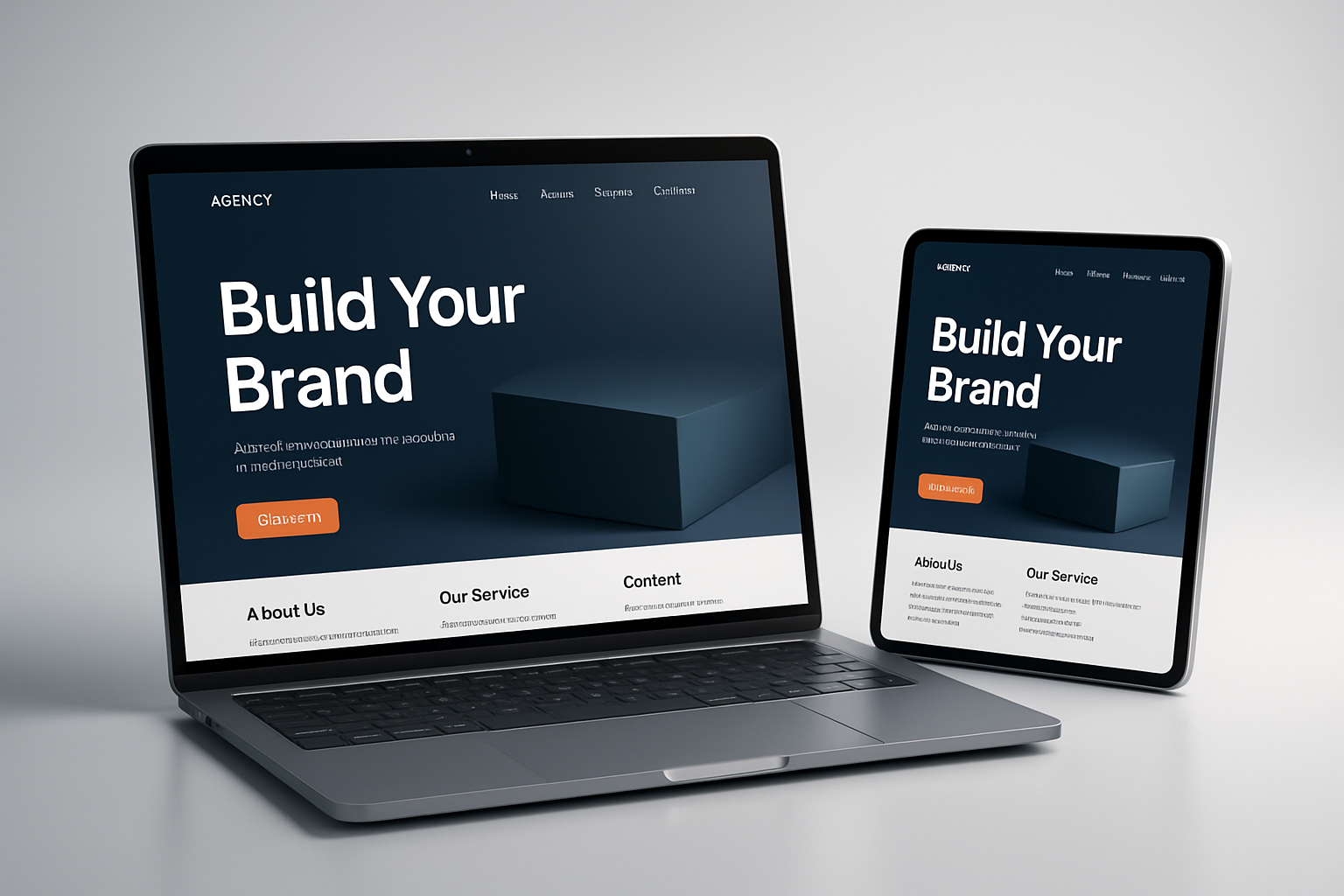 Modern website mockup showcasing a clean agency homepage