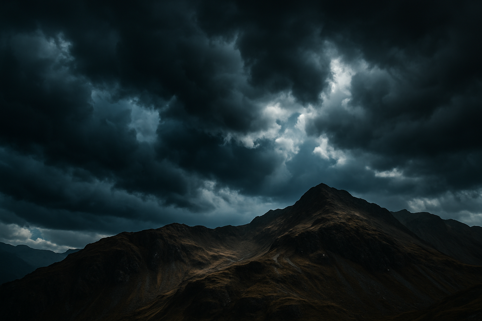 Dramatic storm clouds over the mountains