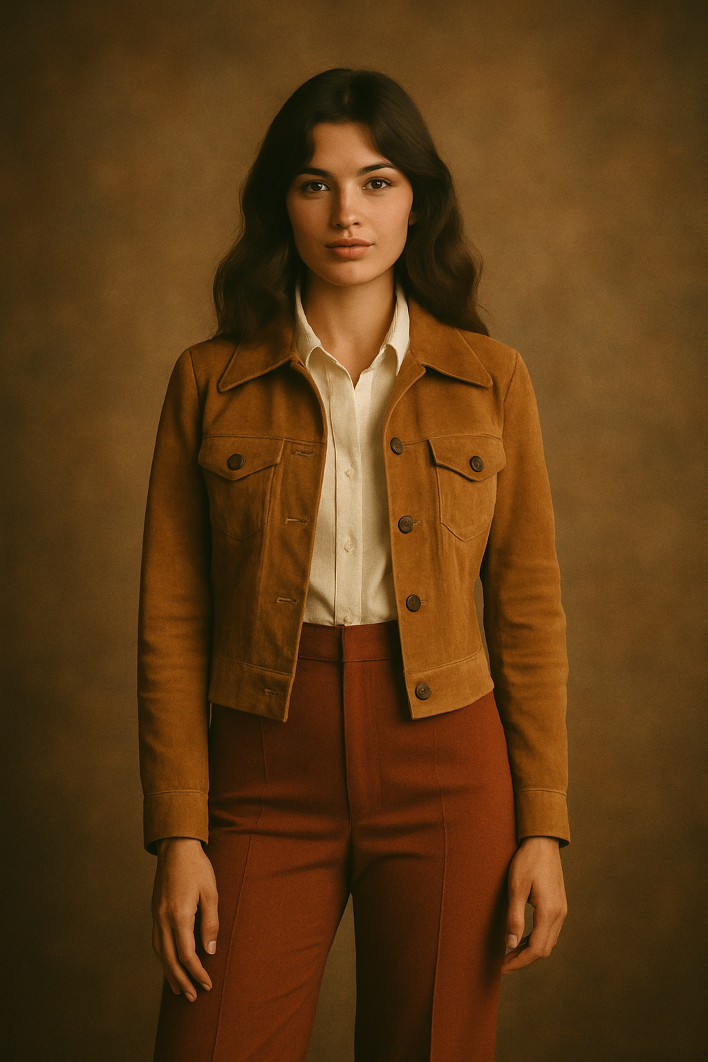 Vintage boutique editorial shot featuring a retro outfit