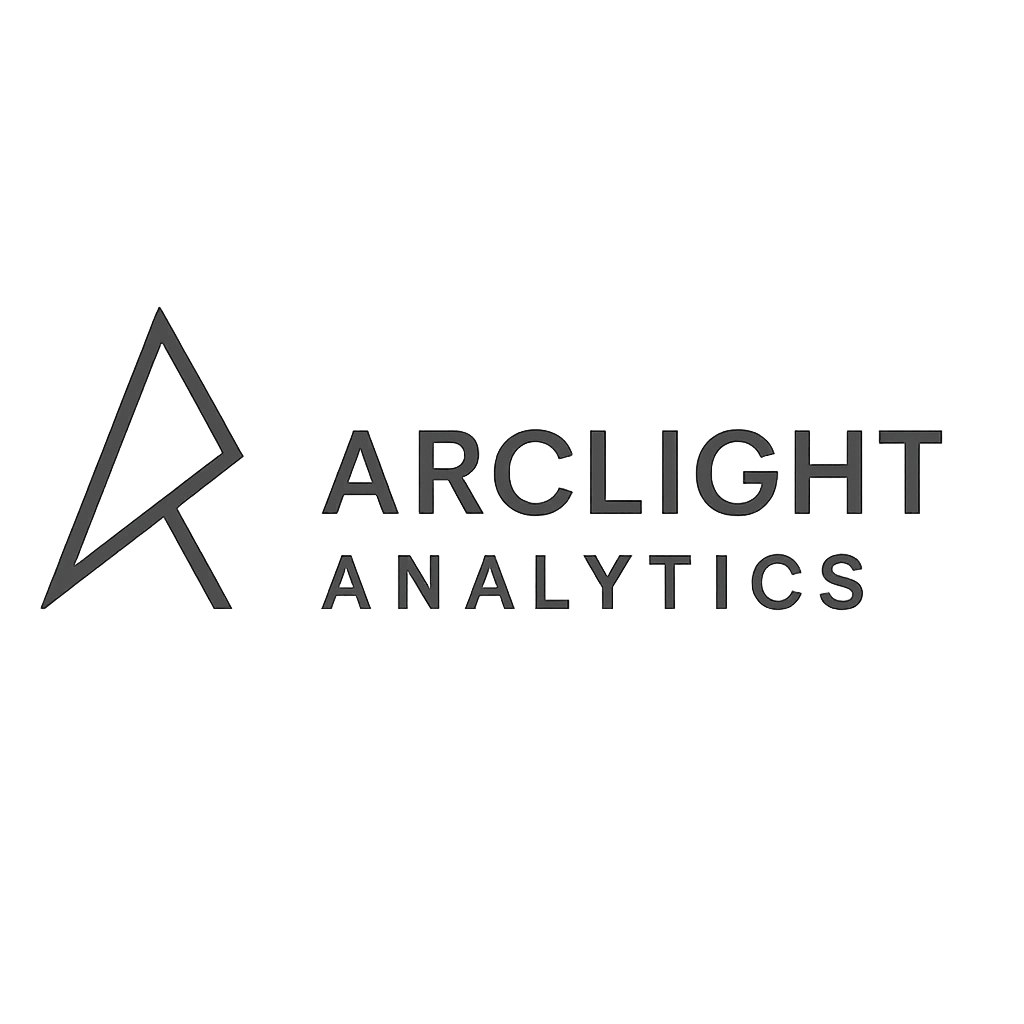 Angular monoline logo for Arclight Analytics with a sharp diagonal icon