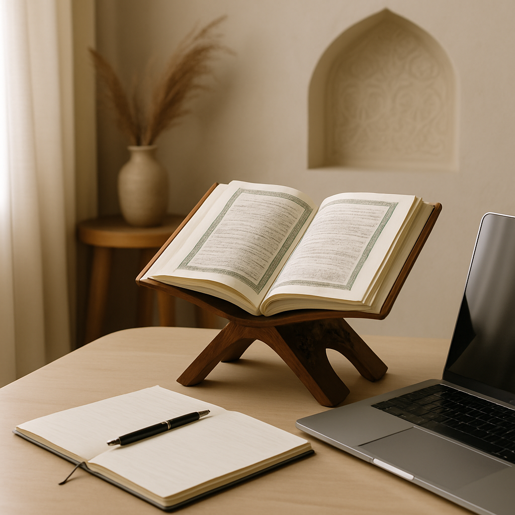 Respectful one-to-one online Quran study session with teacher guidance