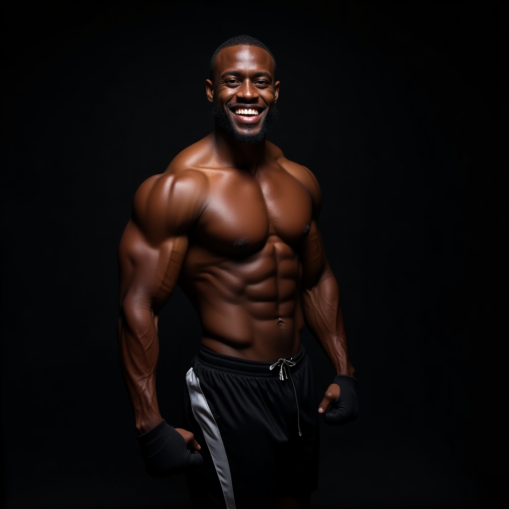 Smiling athletic Black man in fitness gear