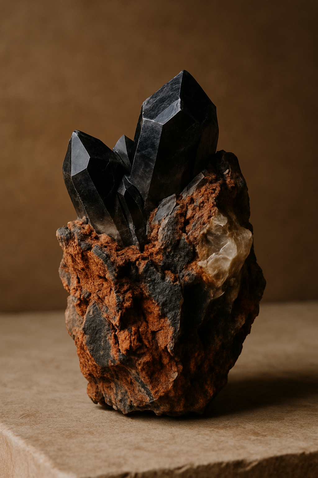 Large dramatic mineral specimen with layered crystal texture displayed as a premium statement piece