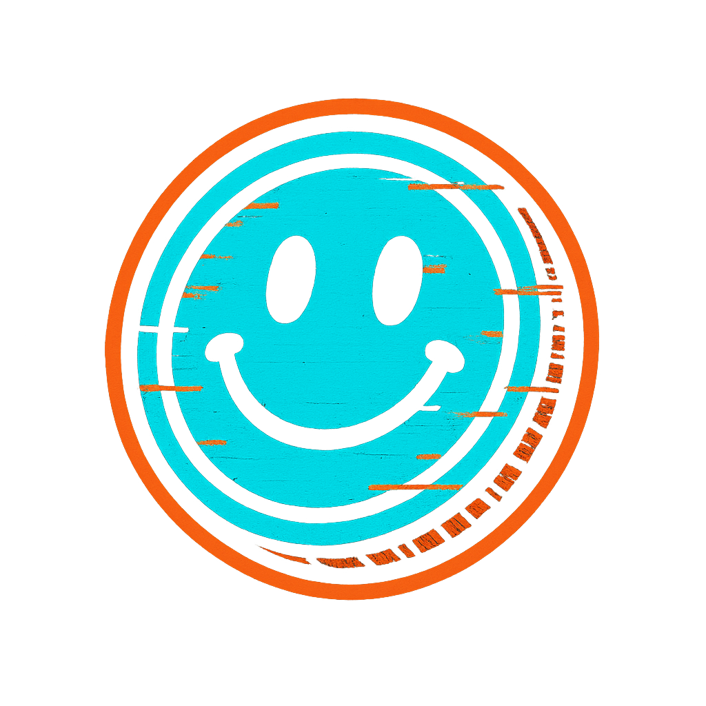 Small glitch-style launch sticker