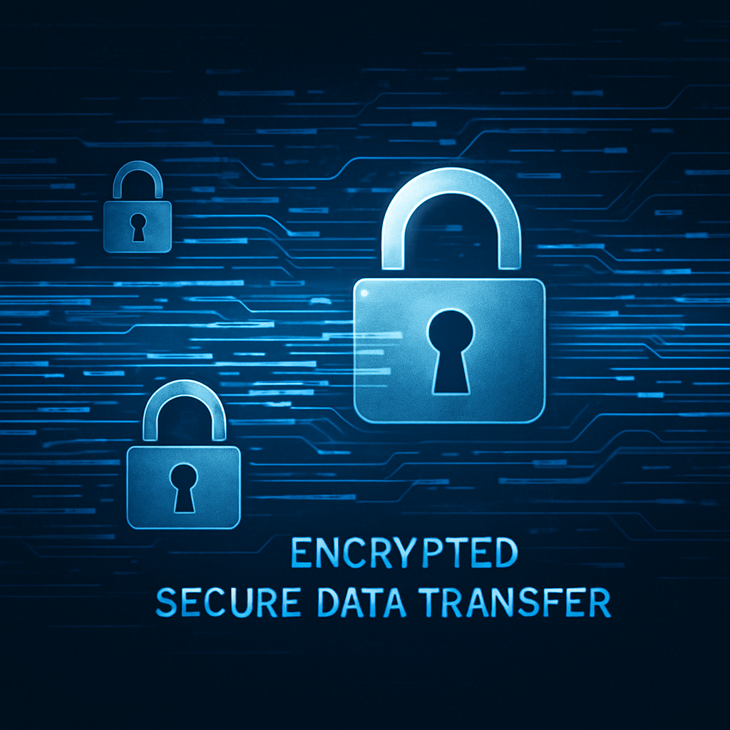 Illustration of encrypted secure data transfer