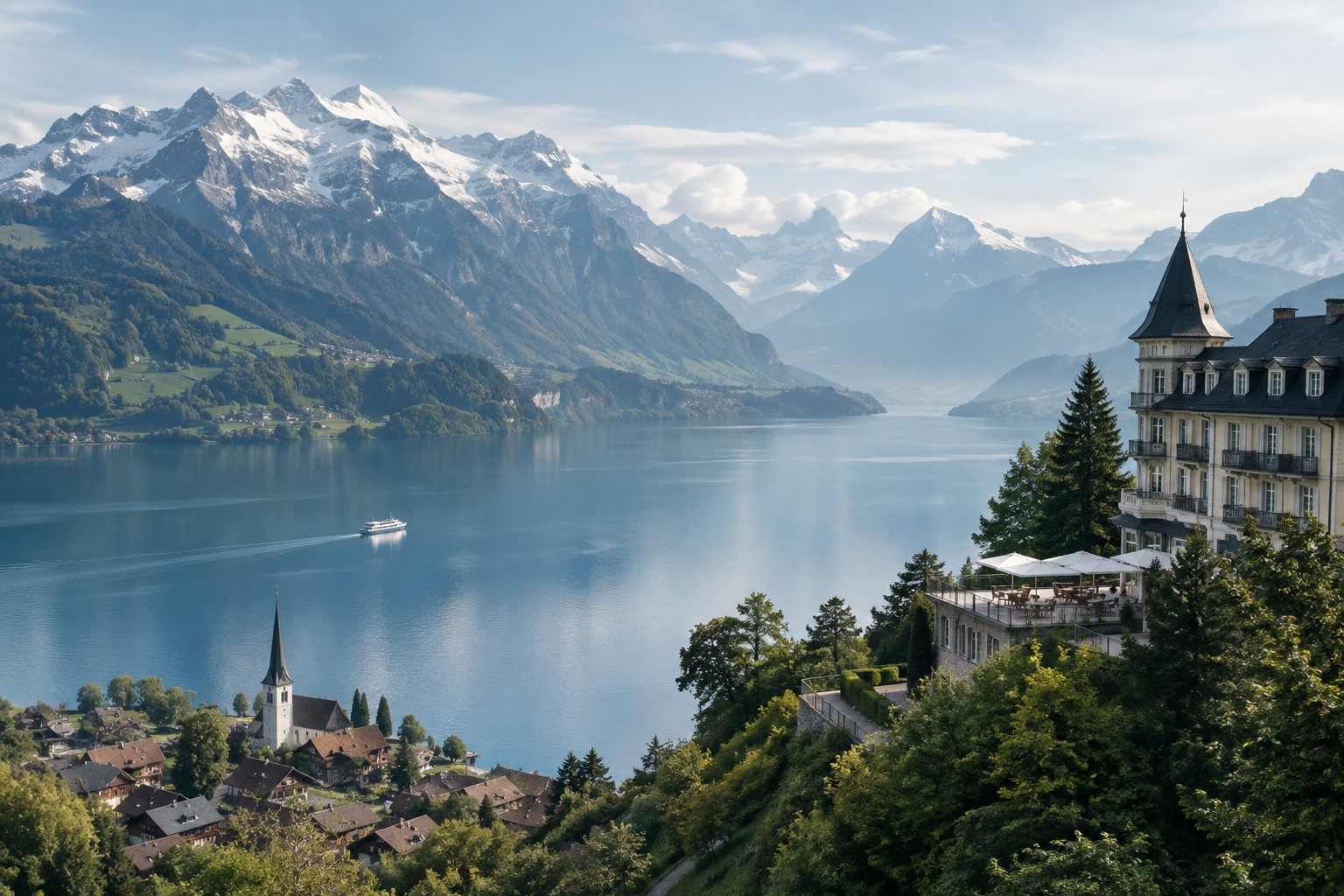 Scenic landscape along Lucerne · Interlaken · Alpine Village Stay