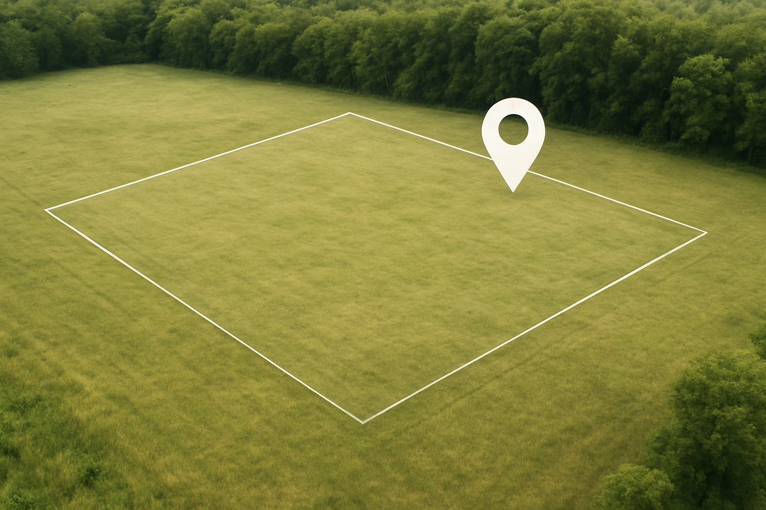 A wide vacant land parcel in the Northeast with subtle boundary lines and map-style markers