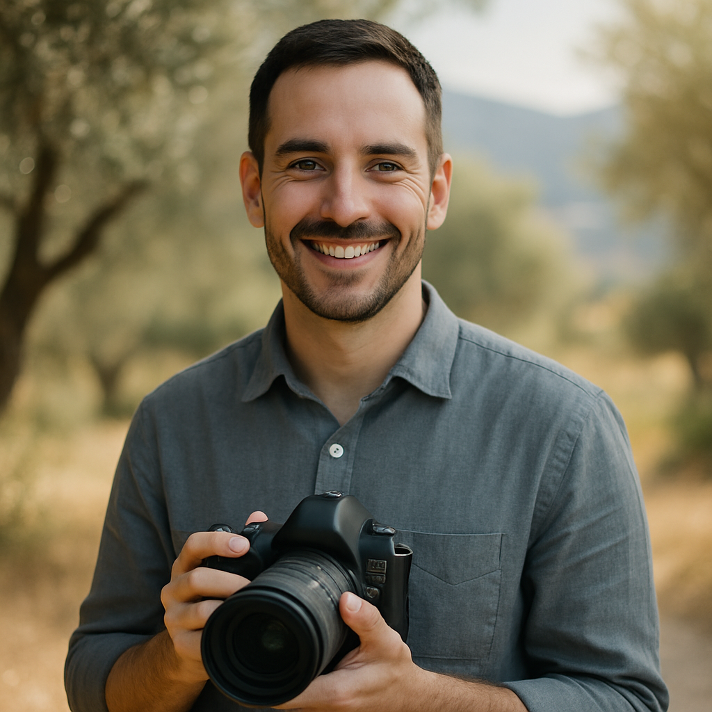 Portrait of Dmytro, photographer in Greece