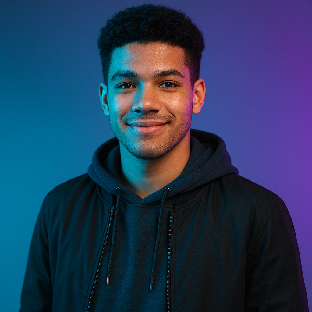 Portrait of Dante, a young man with short curly black hair