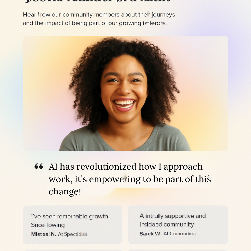 Alex Smith, Black woman, curly hair, casual top, joyful expression