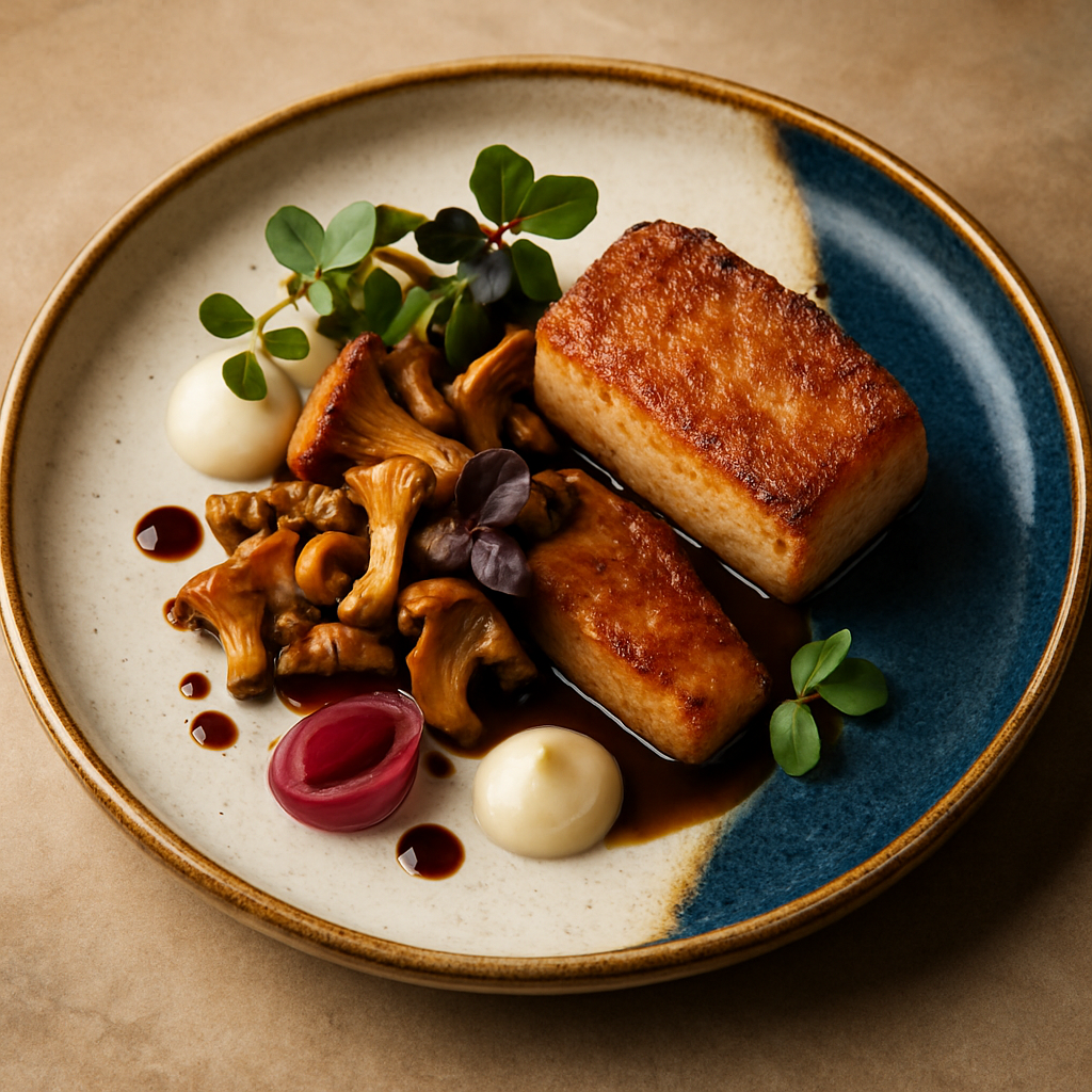 Artful culinary plating with regional ingredients