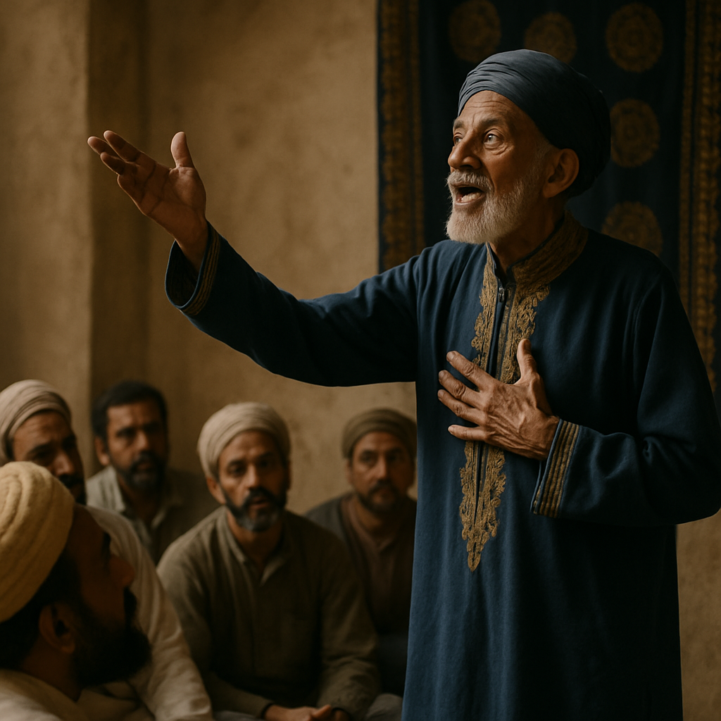 Storyteller speaking to an audience