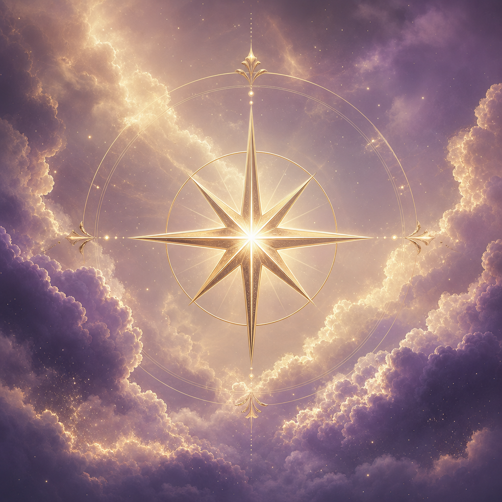 Square album cover featuring soft gold clouds with a luminous star emblem
