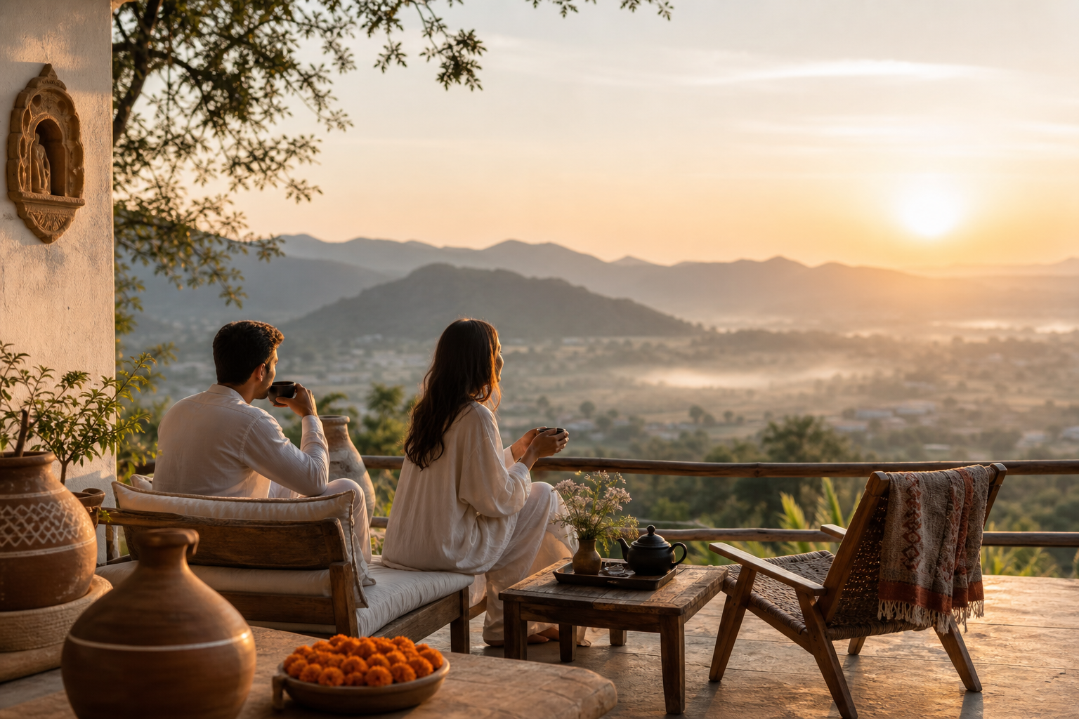 Scenic destination experience at dawn with travelers enjoying a peaceful local landscape
