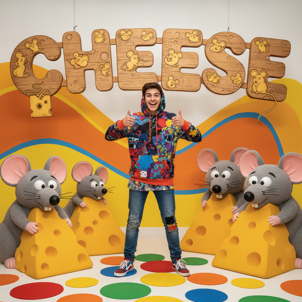 Teenager in colorful clothes giving a thumbs up