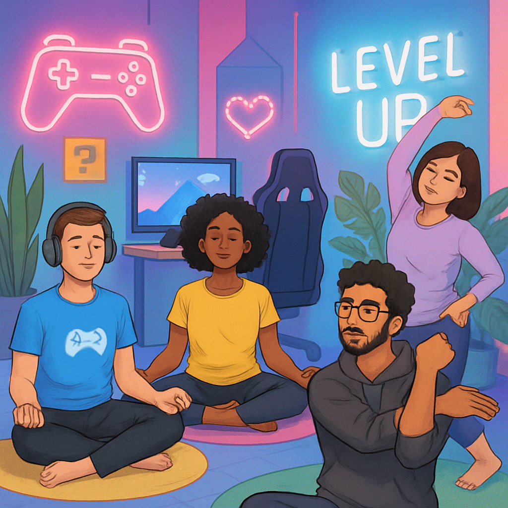 Gaming professionals enjoying wellness activities at B J Y R