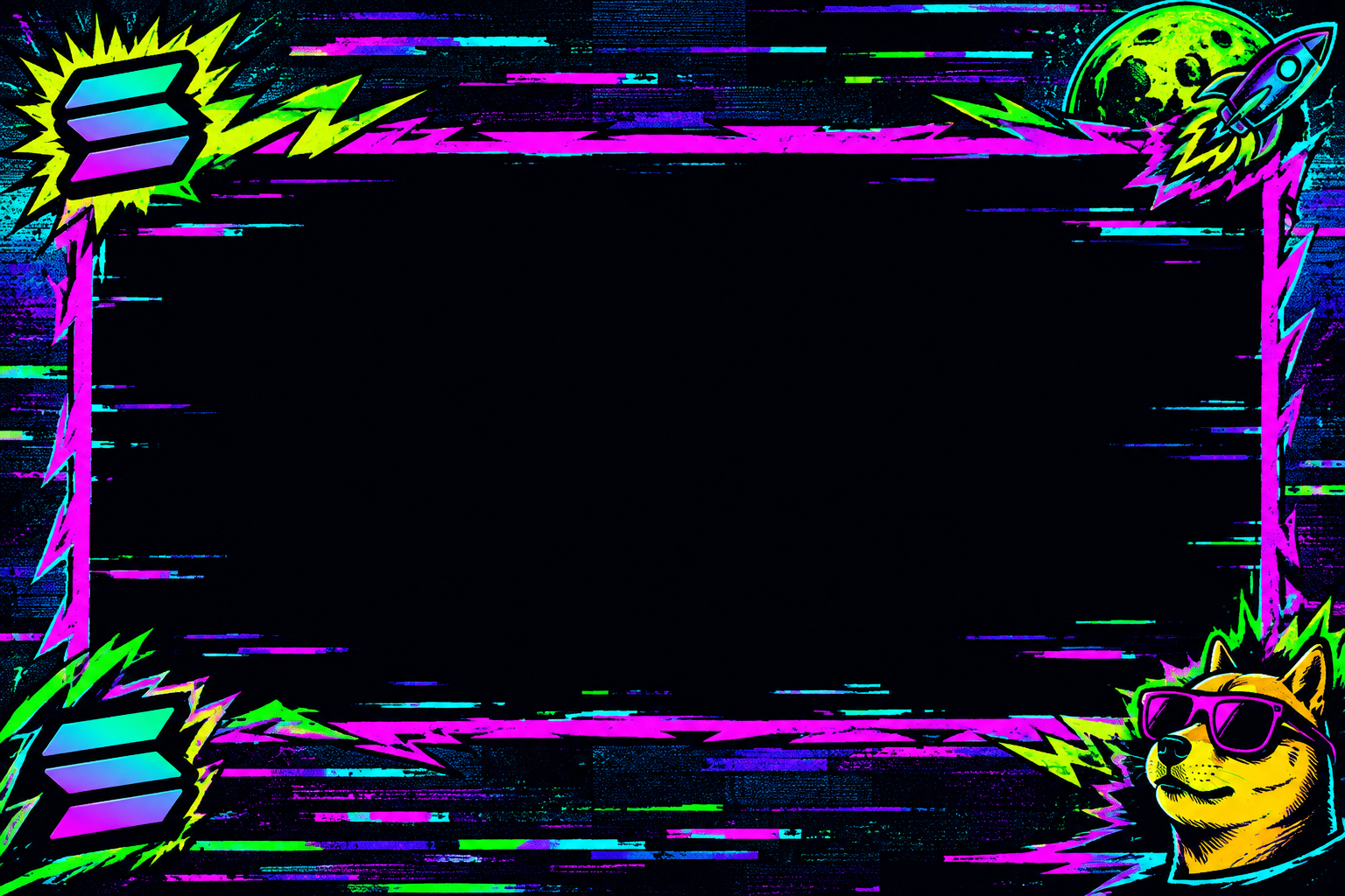 Reserved horizontal banner placeholder with punk frame and subtle Solana-meme motif for future swap