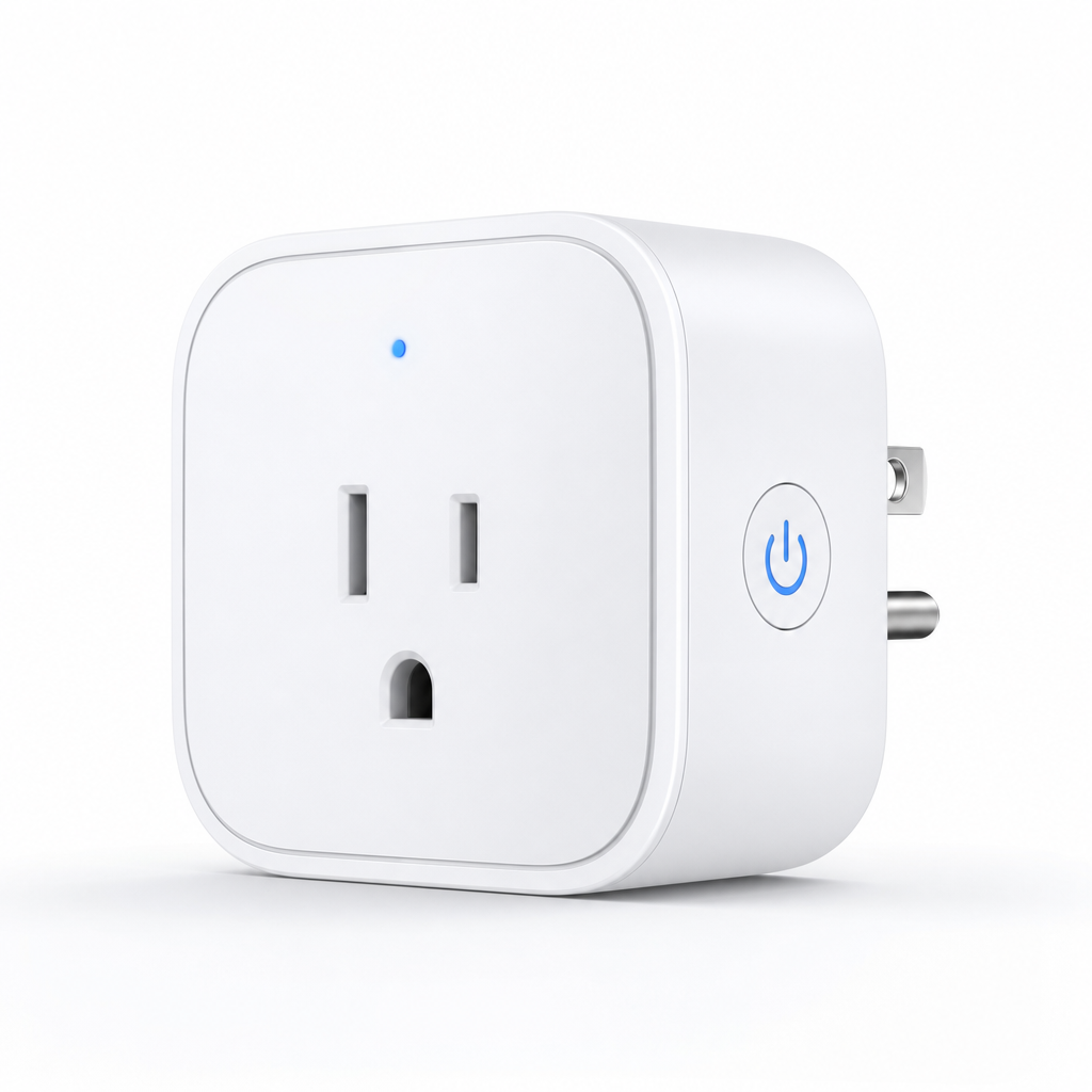 White compact smart plug with single outlet