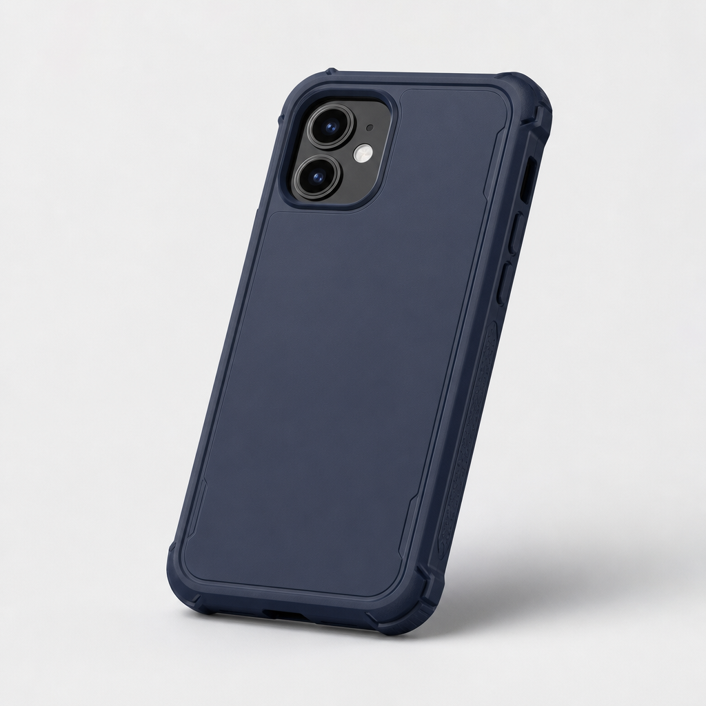 Matte navy shockproof smartphone case with raised edges