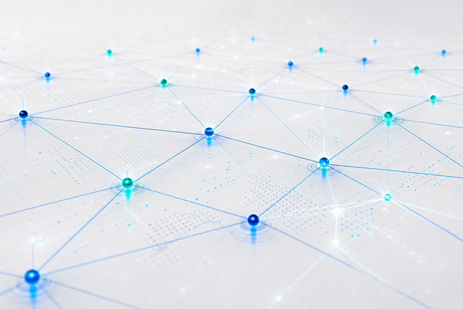 Abstract network grid visualization with glowing nodes and interconnecting lines suggesting data pathways