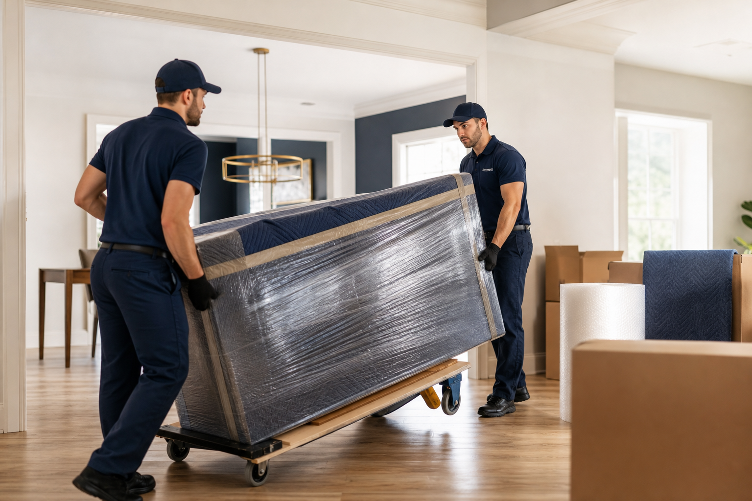 Professional movers performing Specialty/Furniture Moving service