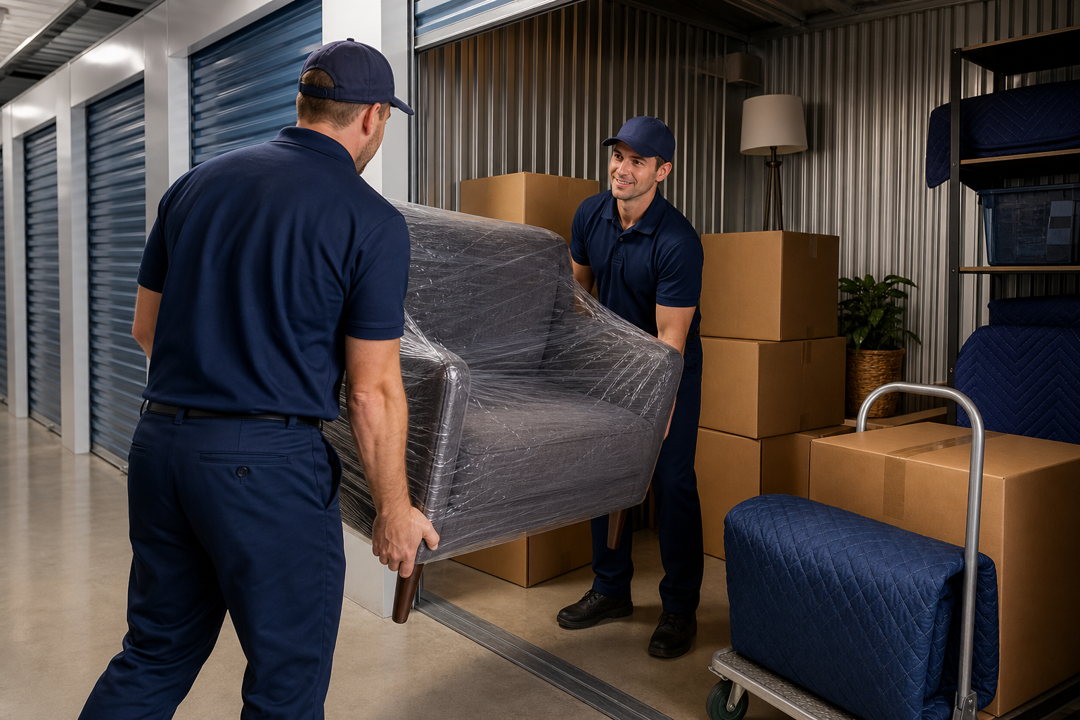 Professional movers performing Storage service