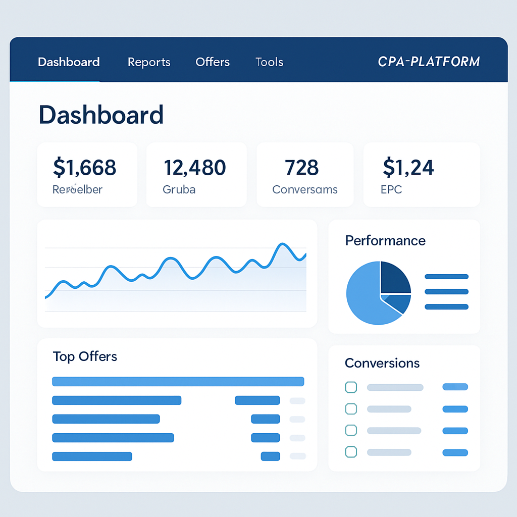 Интерфейс дашборда платформы aCPA, современный и лаконичный дизайн