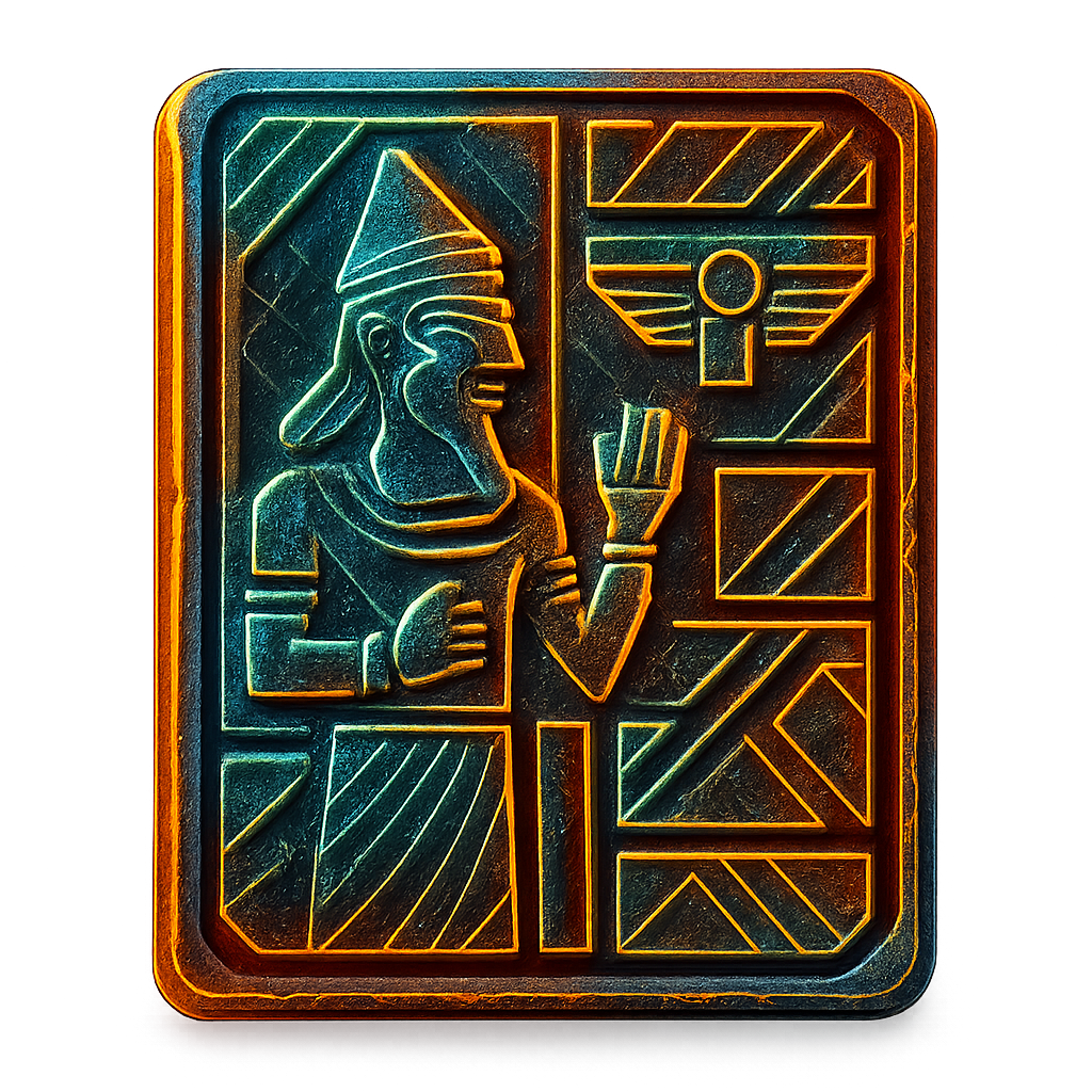 Simplicity icon: geometric Anunnaki tablet with glowing lines
