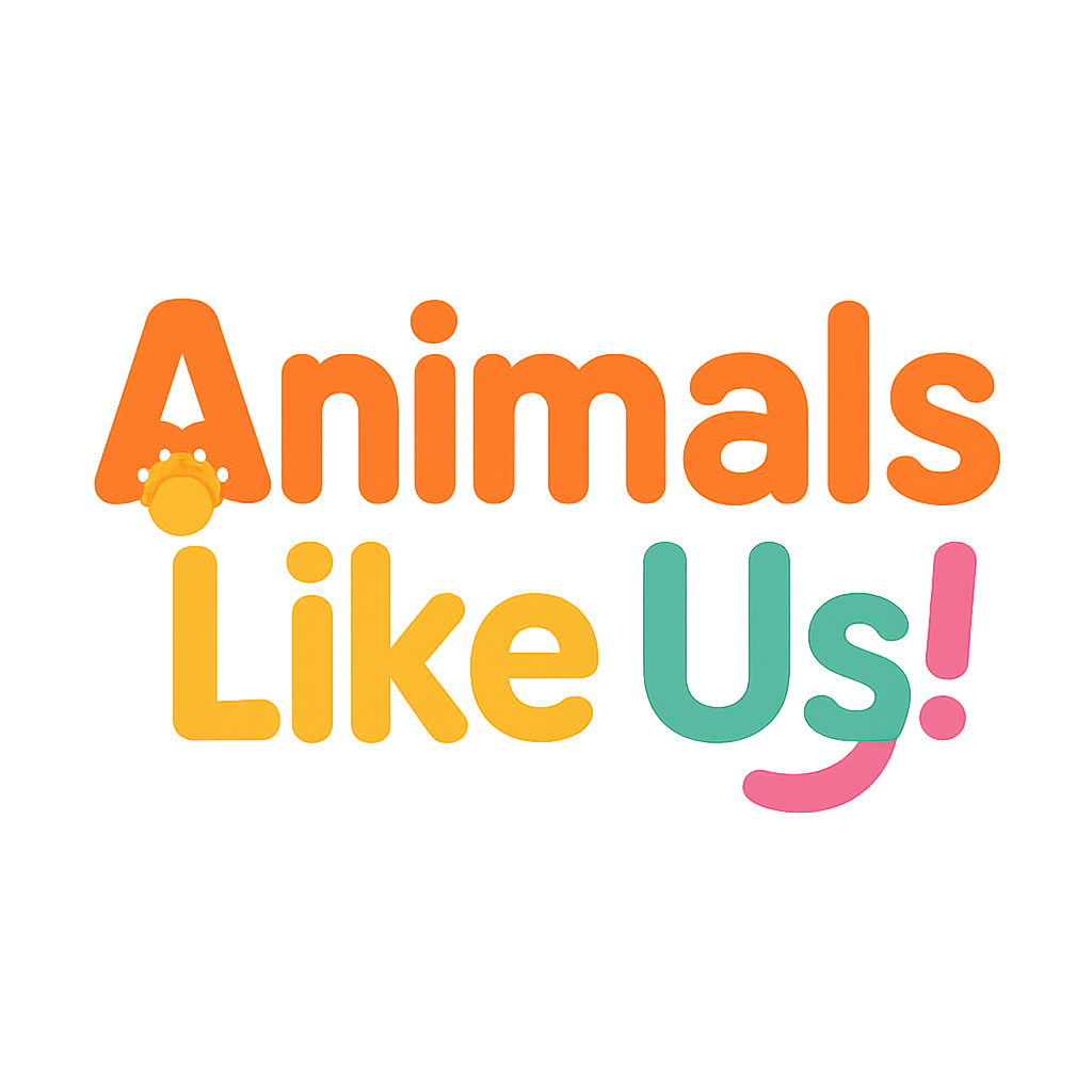Animals Like Us! playful wordmark logo with a small paw