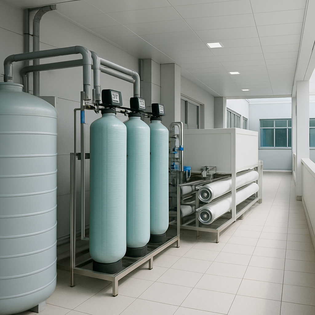 Pozo profundo con infraestructura hídrica crítica y módulos de filtración médica