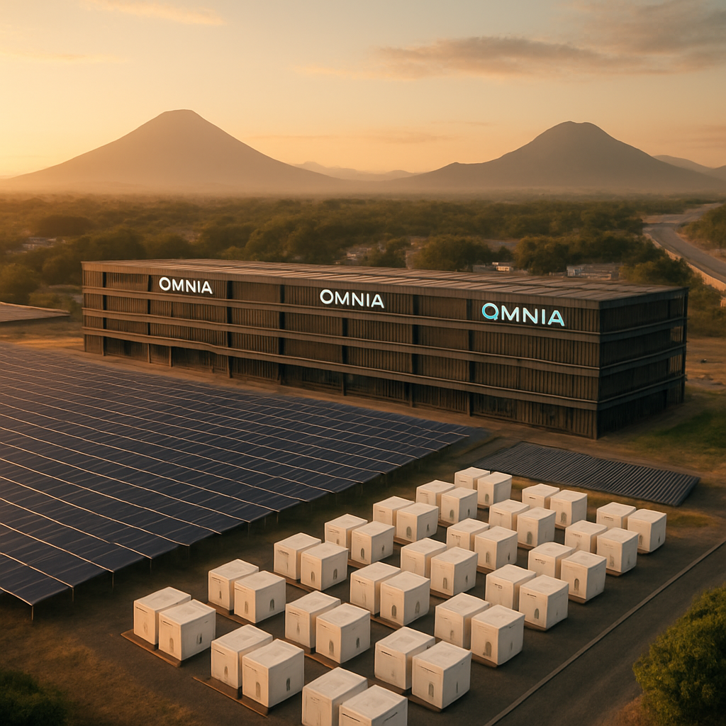 Complejo masivo de 12 manzanas con infraestructura modular de 4 niveles, acero y vidrio, entorno urbano premium, iluminación suave y acentos verdes