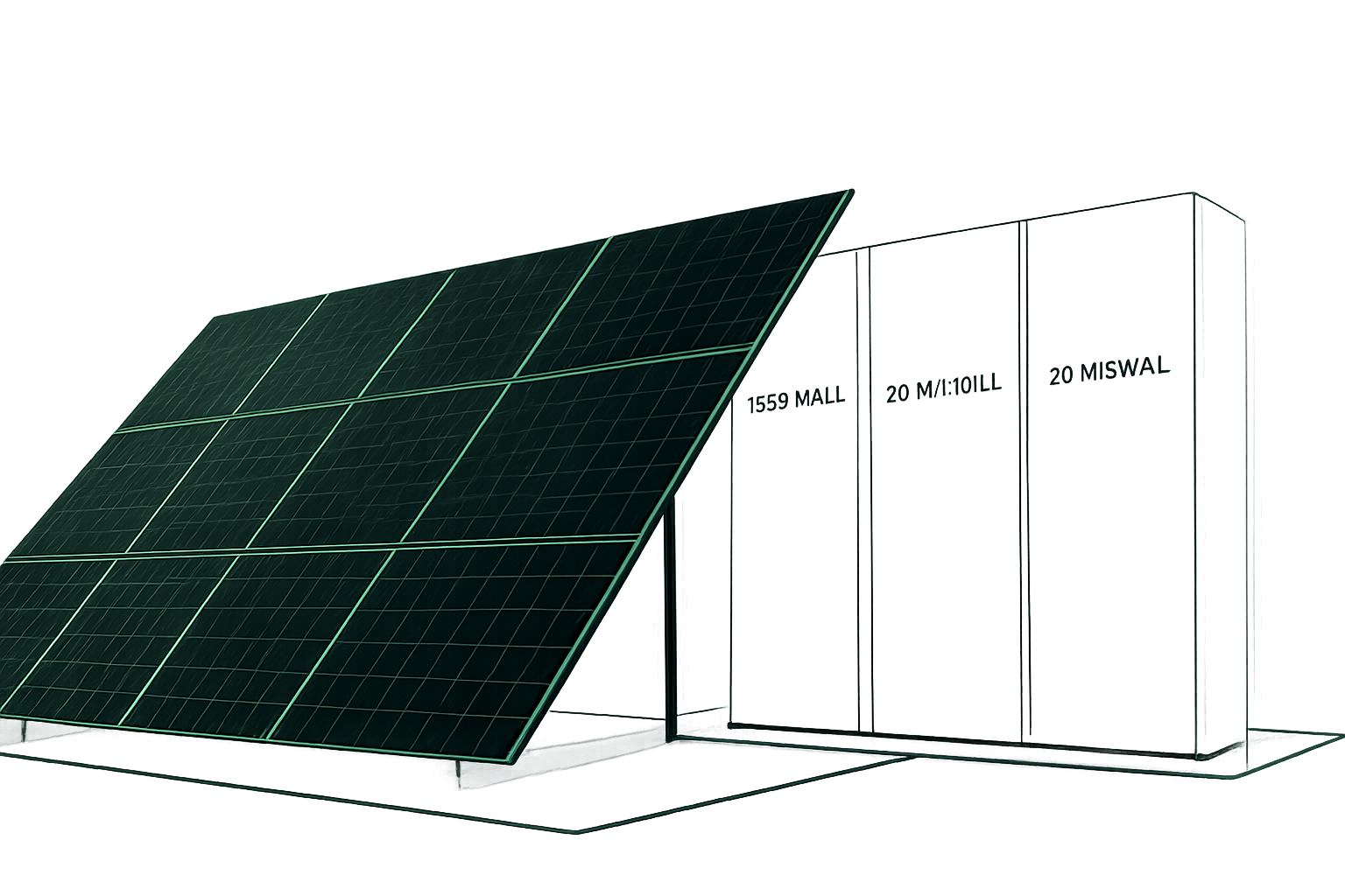 Matriz de paneles solares y nodos energéticos estratégicos con iluminación técnica