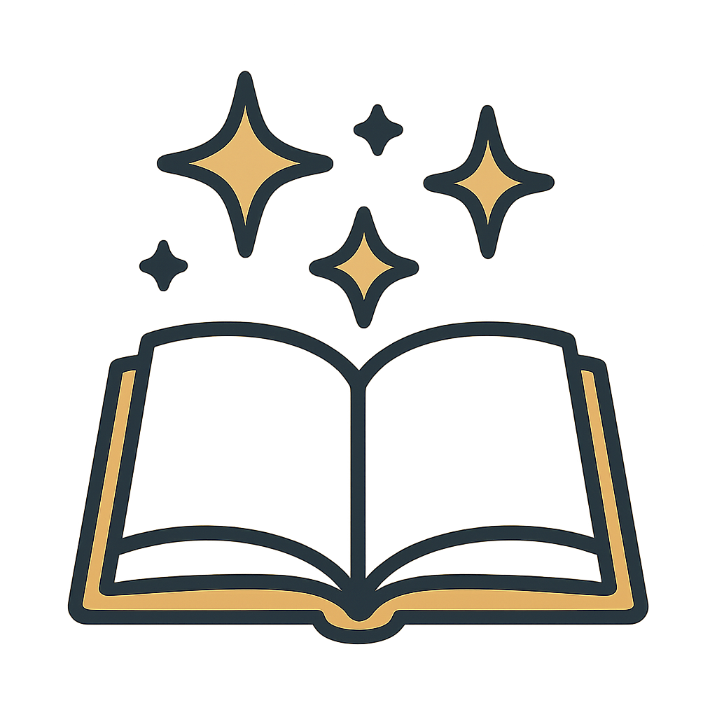 Education icon: open book with stars