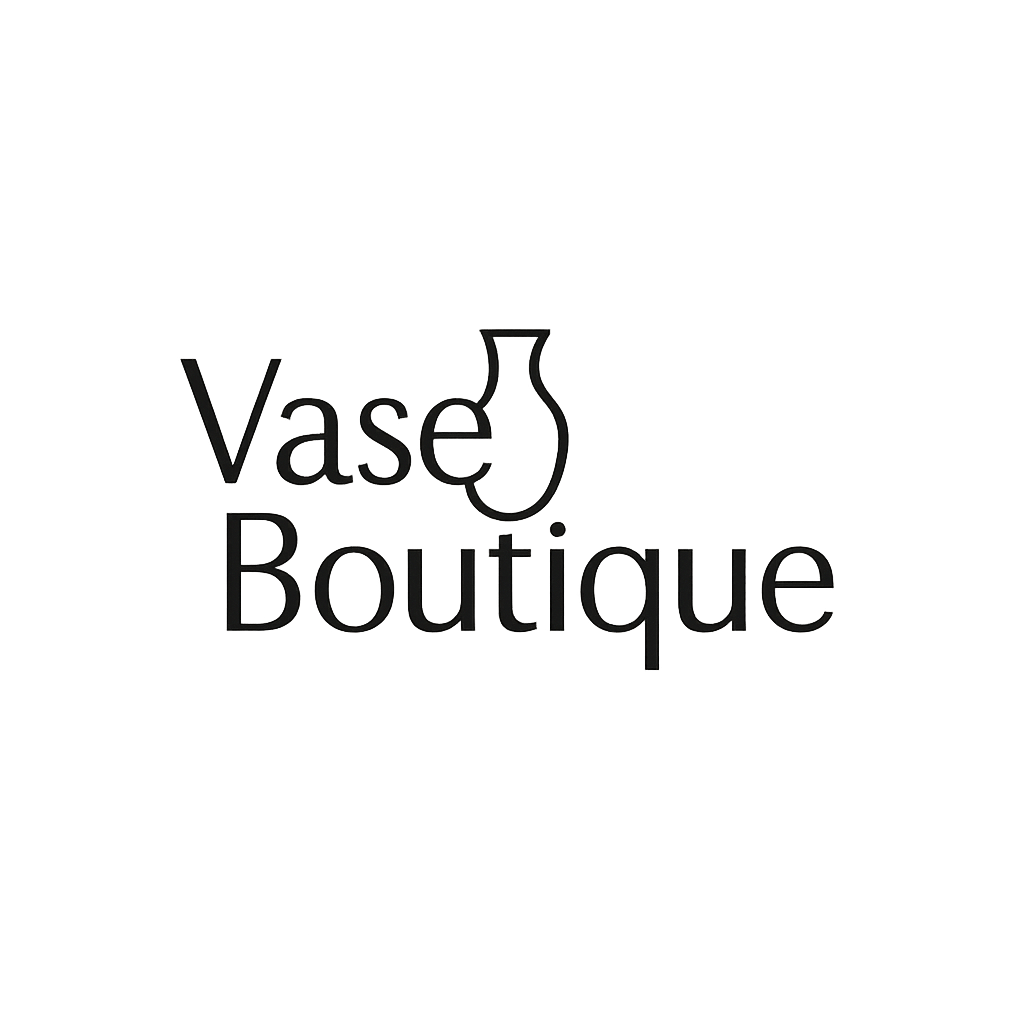 Vase Boutique logo: simple wordmark with elegant vase icon