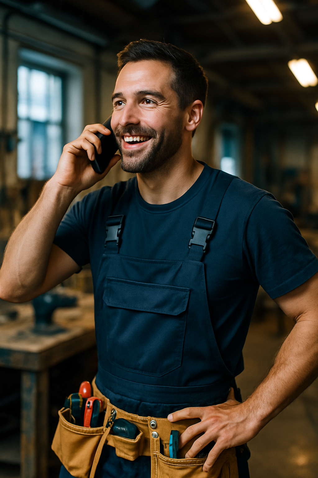 Řemeslník v akci telefonuje