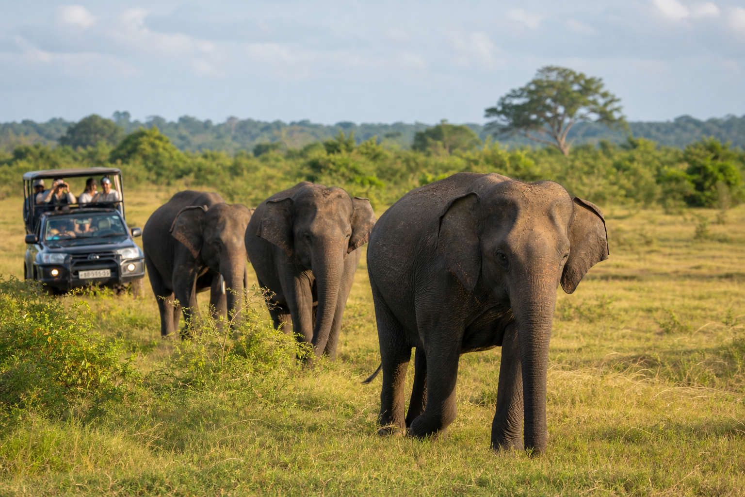 Elephants in the grasslands of Yala National Park Sri Lanka