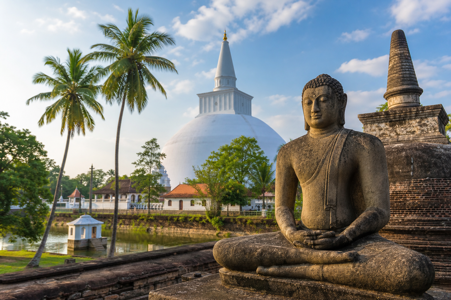 Ancient temple and cultural heritage scene in Sri Lanka