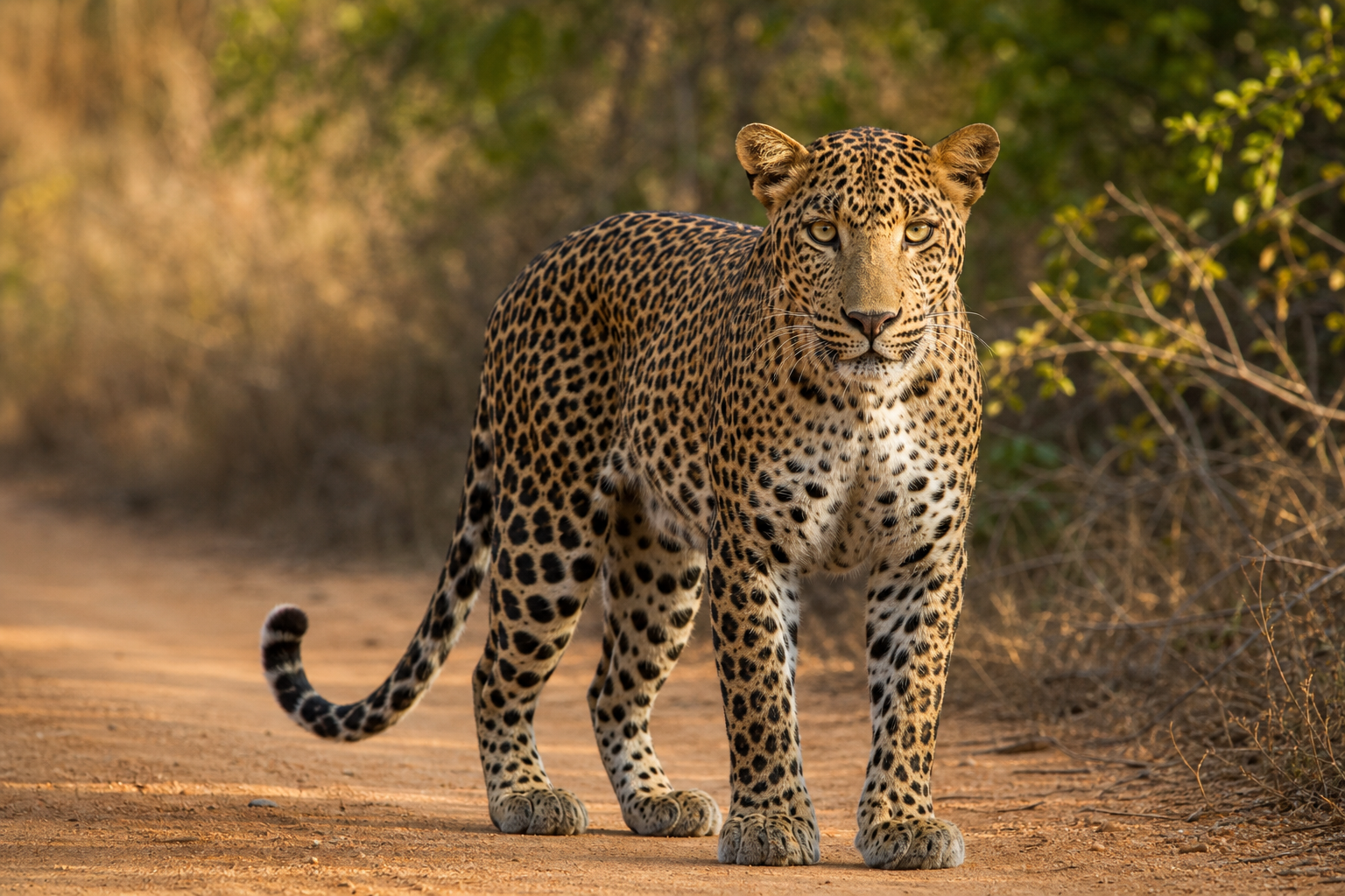 Sri Lankan leopard spotted during a wildlife safari in Yala National Park