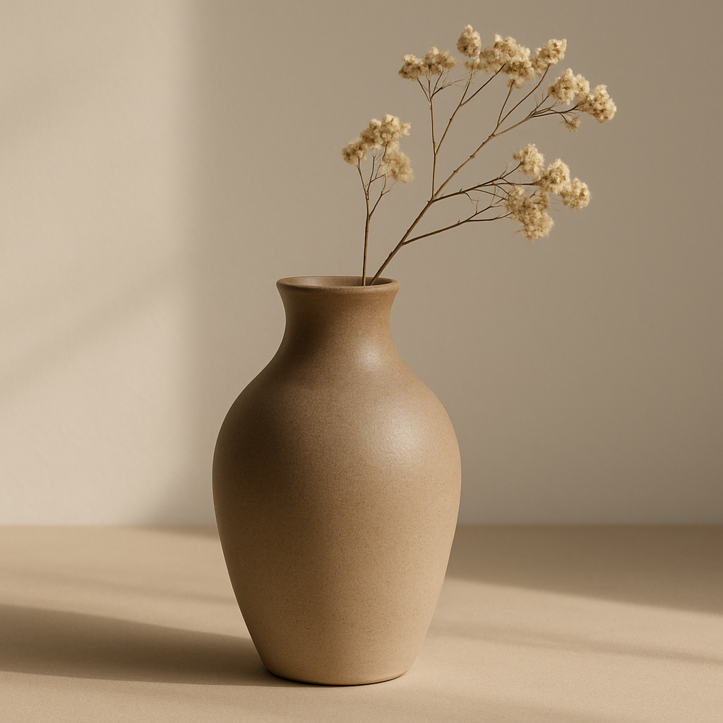 Elegant stoneware vase in warm earth tones