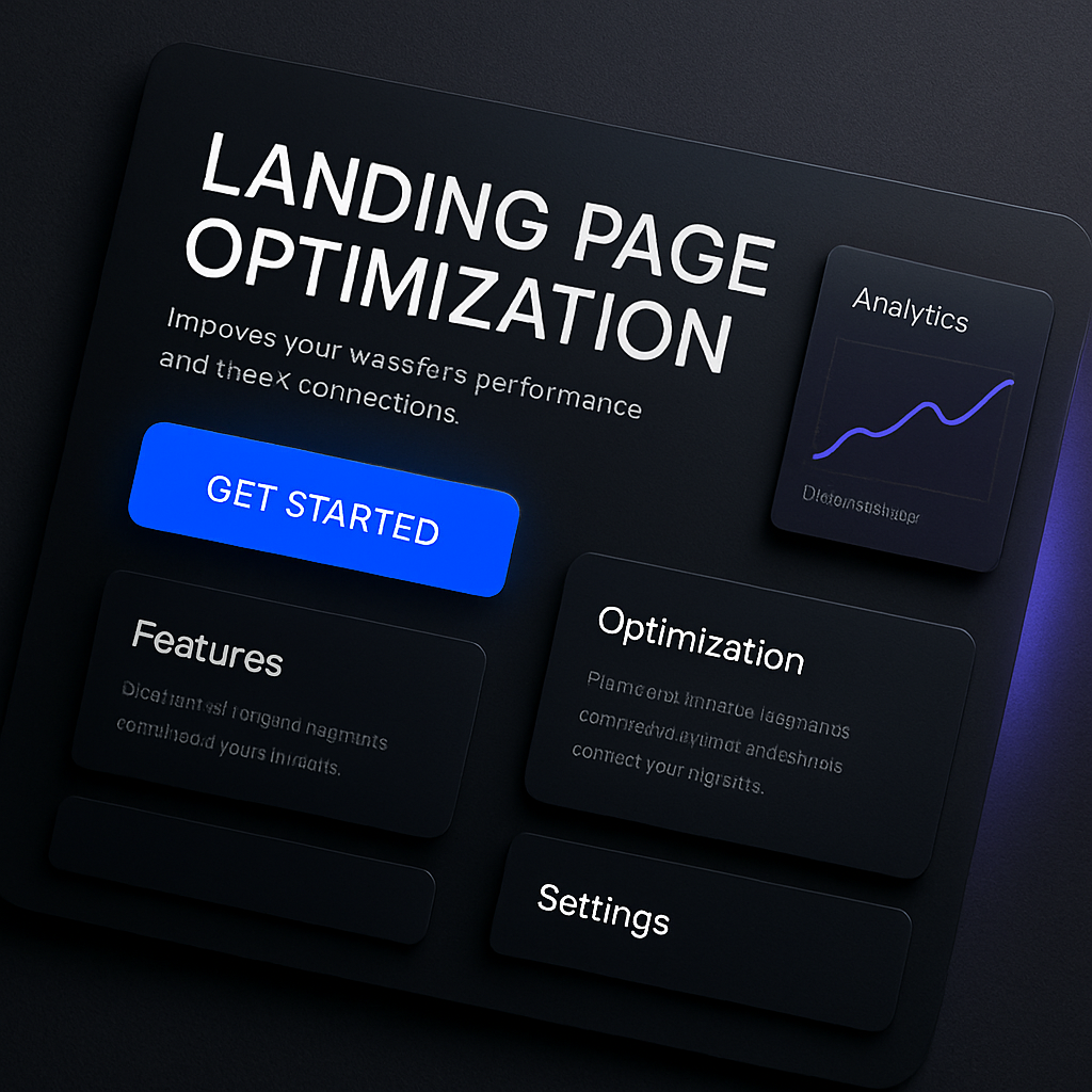 Sleek landing page mockup with minimalist layout and glowing blue call-to-action