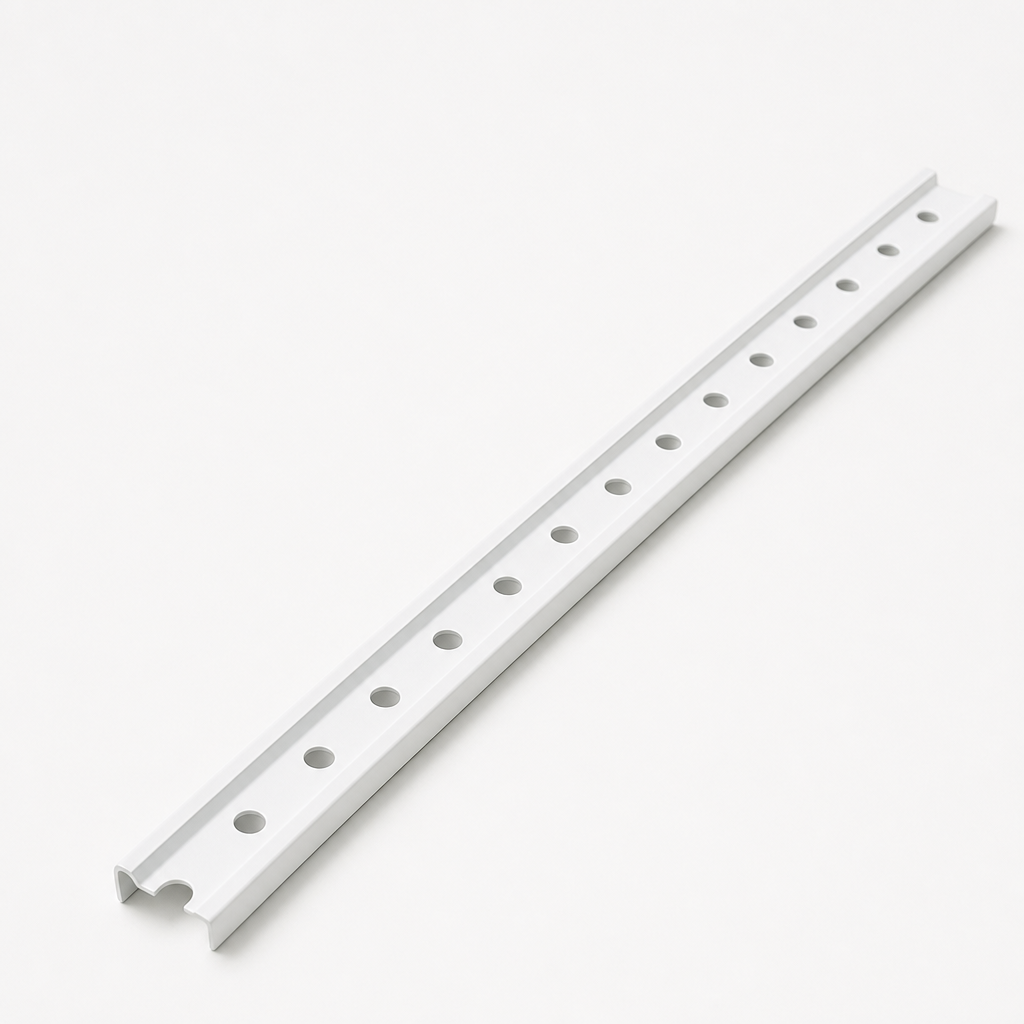 White hanging strip rail with pre-drilled holes