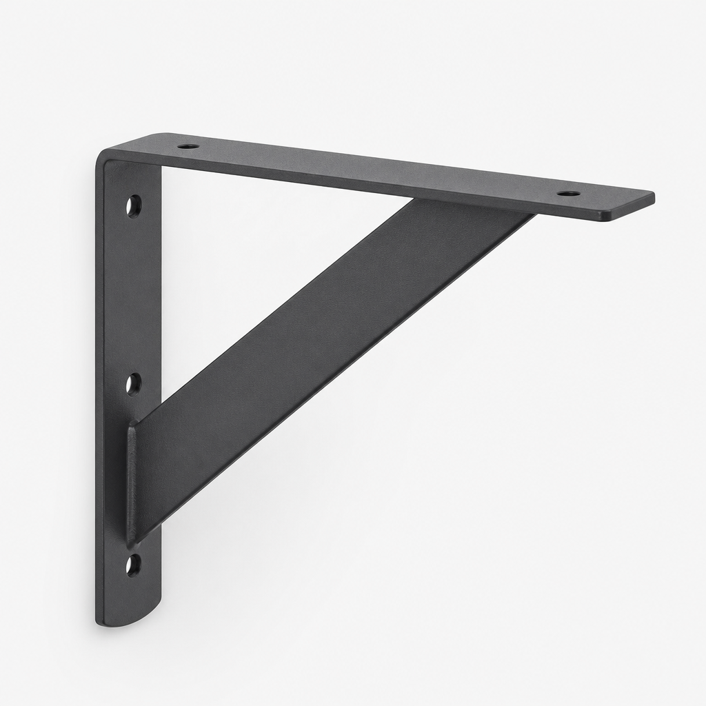 Graphite shelf bracket with reinforced triangular support