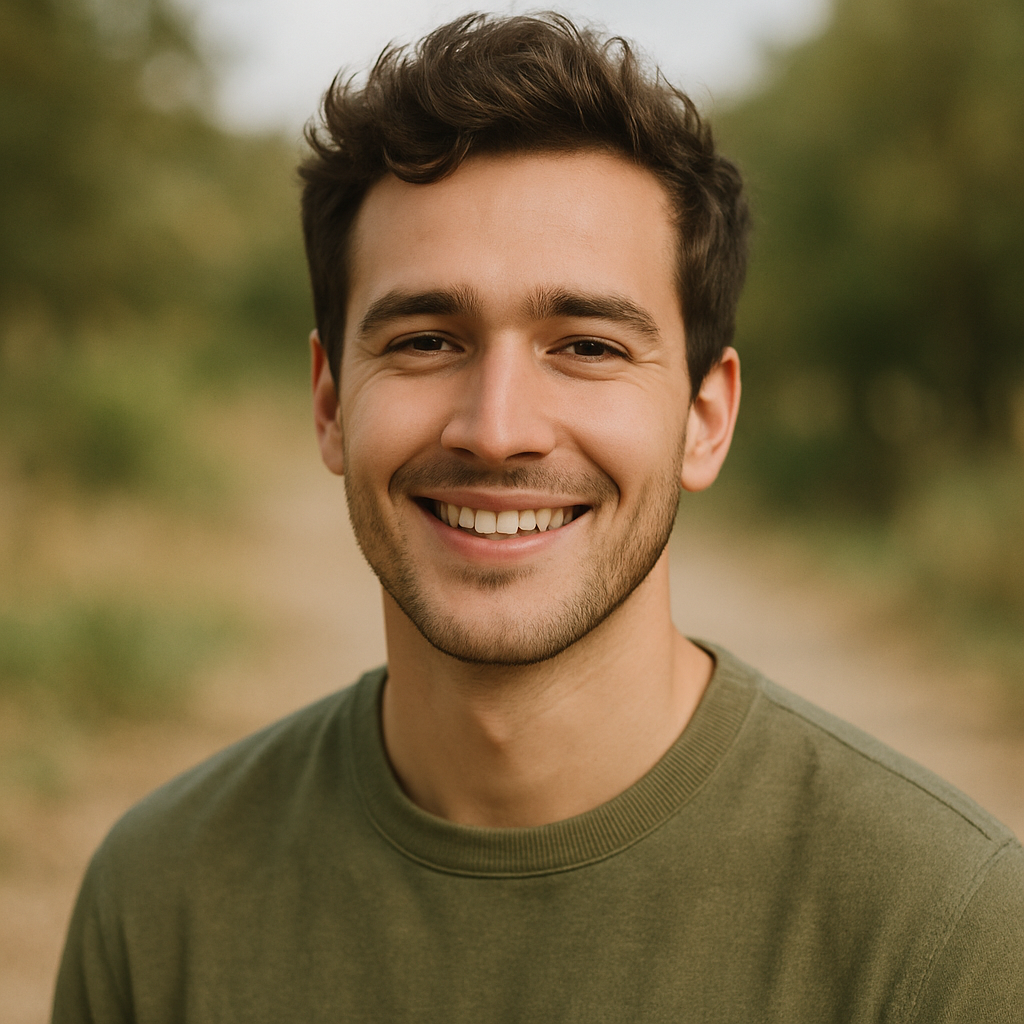 Jayden smiling outdoors