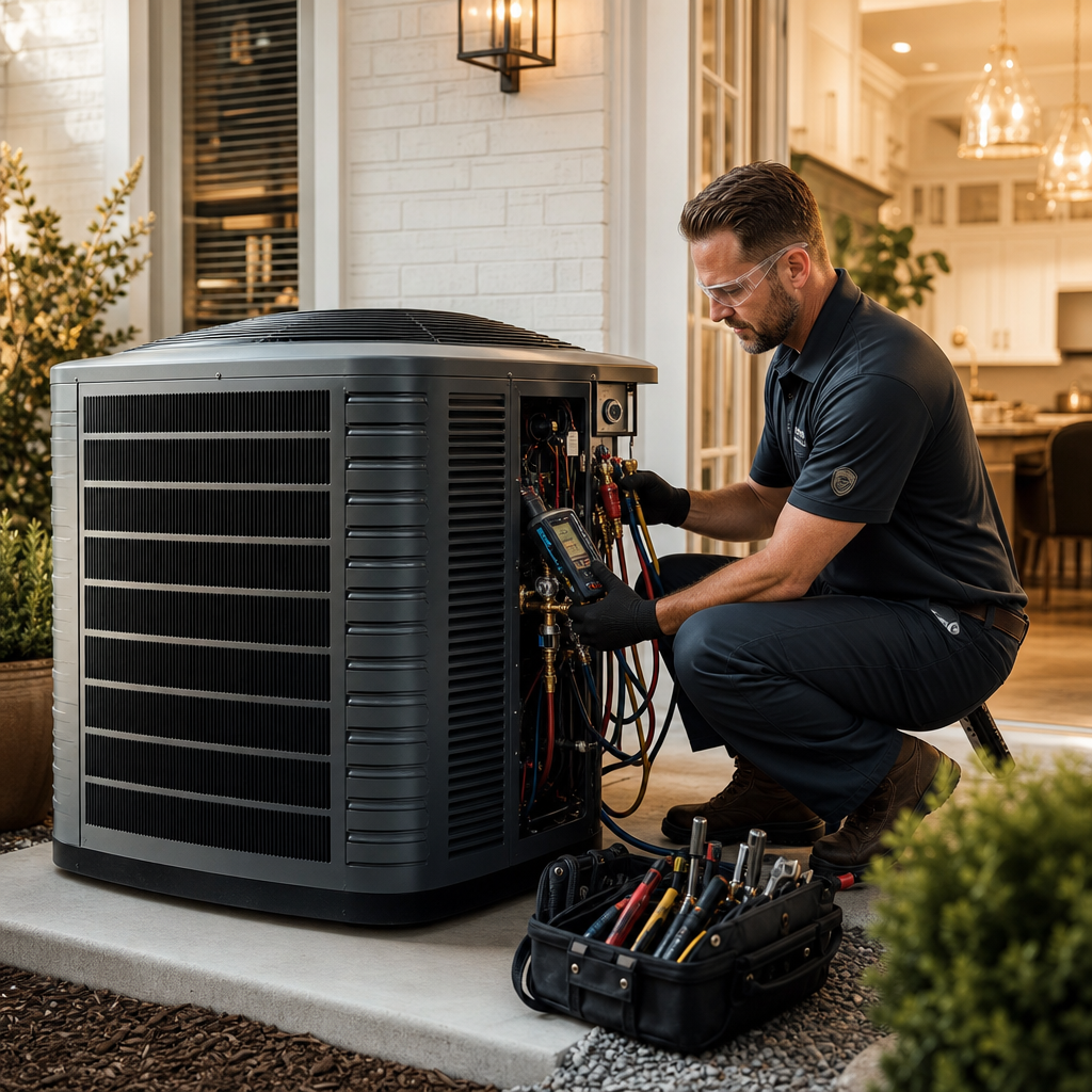 Bright, well-lit HVAC service photo for AC Replacement
