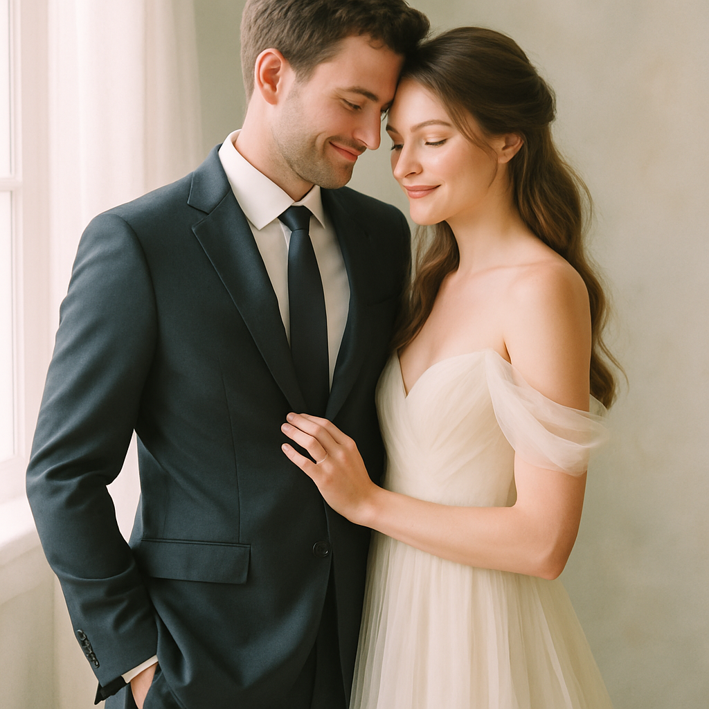 Newlywed couple portrait