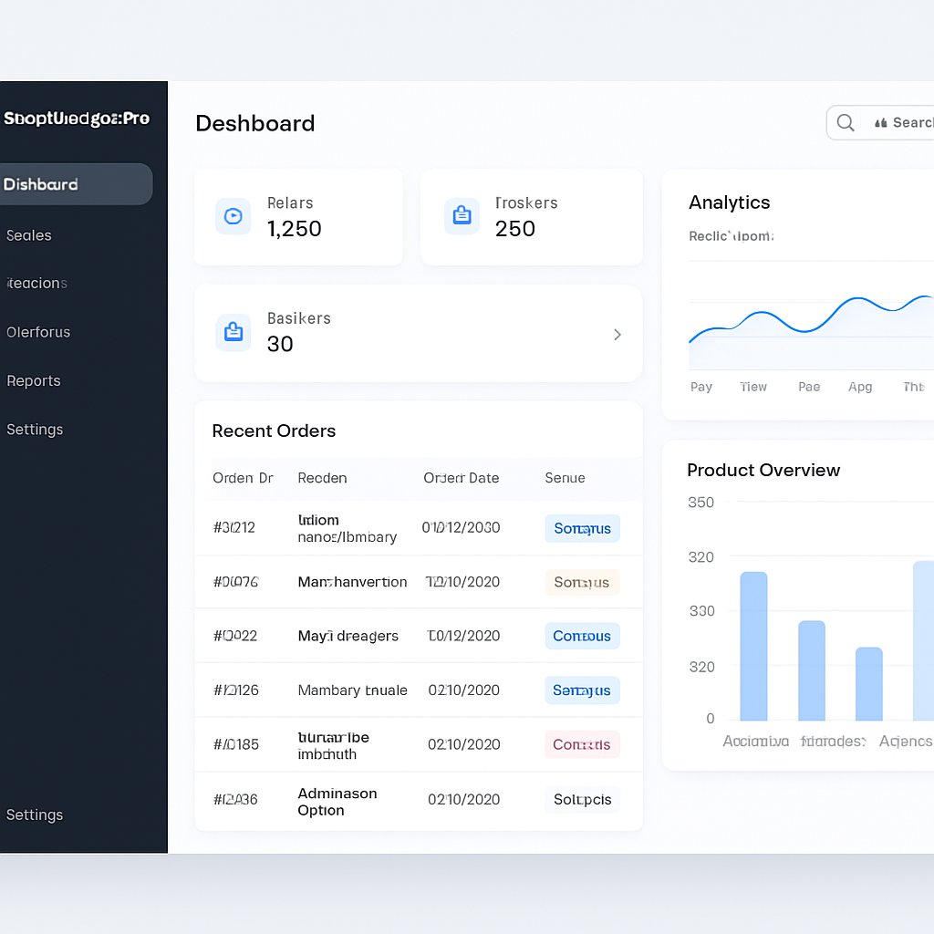 SupplyLedgerPro dashboard interface, sleek dark and light theme, modern professional UI